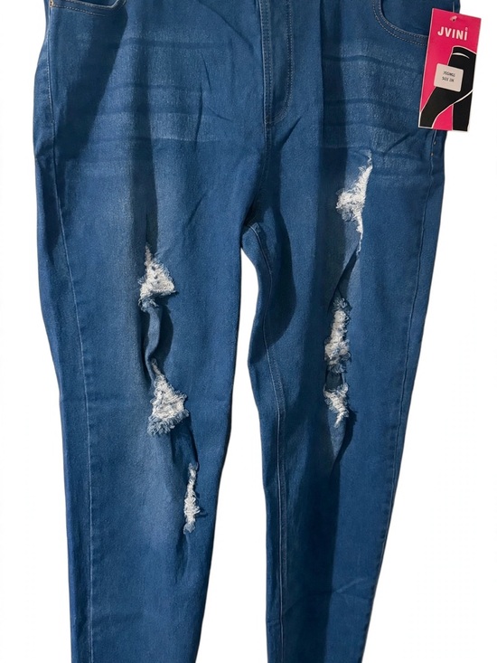 JVINI Denim - JVINI Plus Size 2x Women's Ripped Dark Blue Skinny Jeans